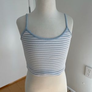 Brandy Melville White and Blue Striped Tank Top